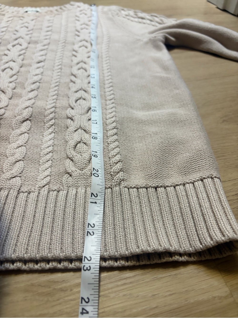 L.L.Bean Cream Cable Knit Crewneck Sweater Size Large 100% Cotton Fisherman Y2K - Picture 7 of 7
